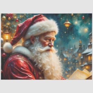 Father Christmas Reading by Lantern Light    Tissue Paper