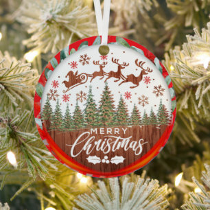 Father Christmas Sleigh Merry Christmas Metal Ornament