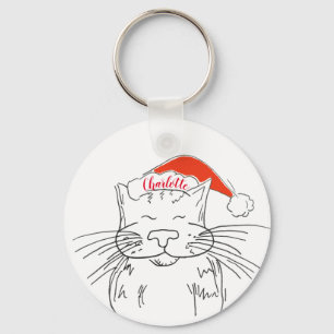 Father Christmas tabby cat gift Keychain