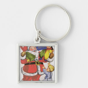 Father Christmas, Victorian Christmas card Keychain