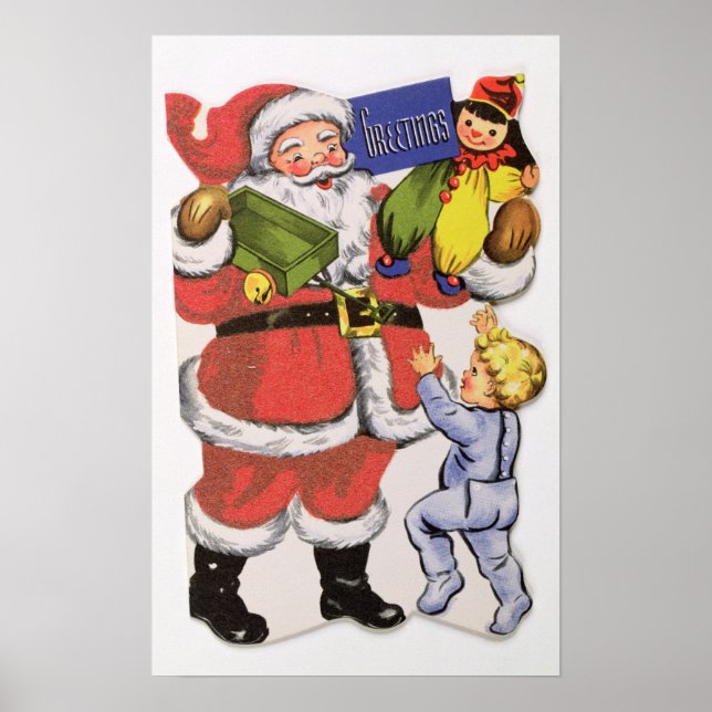 Father Christmas, Victorian Christmas card Poster (Front)