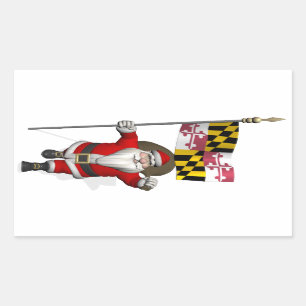 Father Christmas With Flag Of Maryland Sticker