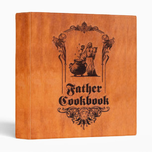 Father Cook Book Wooden Pattern Dad Witch Binder