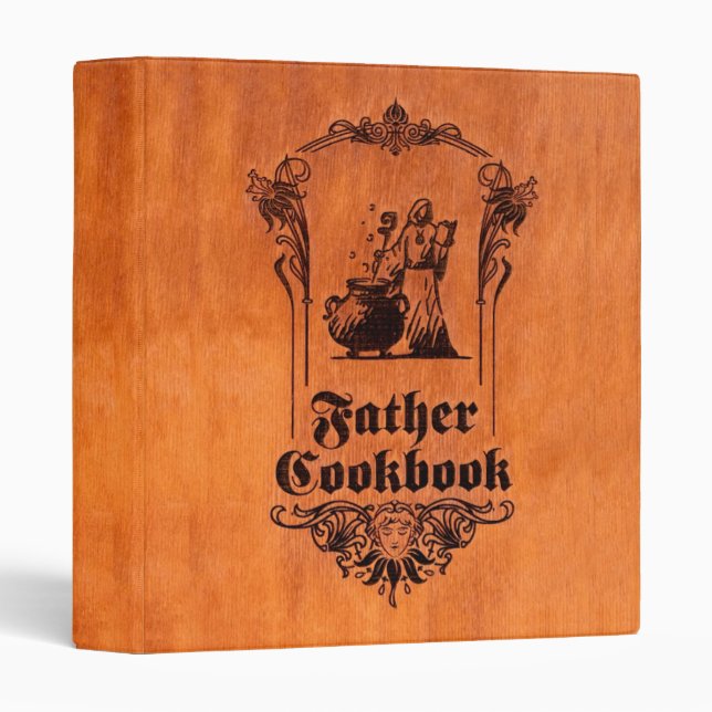 Father Cook Book Wooden Pattern Dad Witch Binder (Front/Spine)