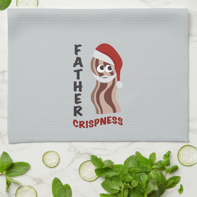 Father Crispness! Bacon Kitchen Towel (Folded)