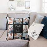 Father dad baby child photo collage black white throw pillow<br><div class="desc">A gift for your father,  celebrating your lives together.  White text: DAD & ME.  Personalize and use your own photos of you together. Black background. Perfect as a Father's Day gift,  for birthdays and Christmas.</div>
