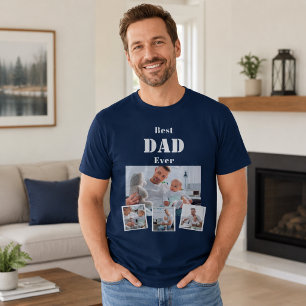 Father dad best photo collage blue T-Shirt
