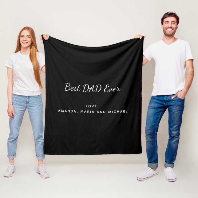 Father DAD black white text Fleece Blanket (In Situ)