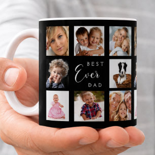 Father dad photo collage black coffee mug
