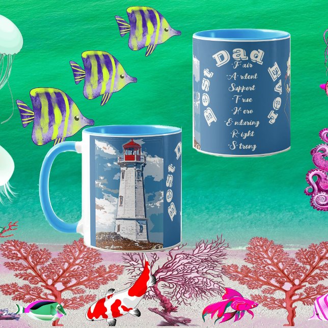 Father Daughter Bond Lighthouse Best Dad Ever Blue Mug (Father Daughter Bond Lighthouse Best Dad Ever Blue Mug)