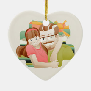 Father & daughter ceramic ornament