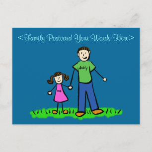 Father Daughter Family Custom Art Postcard