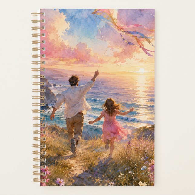 Father & Daughter Flying Kite by Ocean Cliffs Planner (Front)
