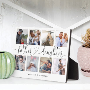 Father Daughter Heart Script   Photo Grid Collage Plaque