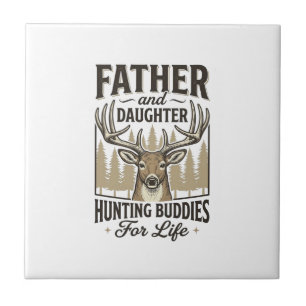 Father Daughter Hunting Buddies Deer Shirt Design_ Tile