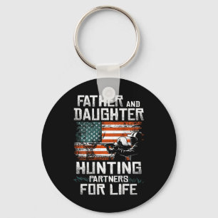 Father Daughter Hunting Partners American Flag On Keychain