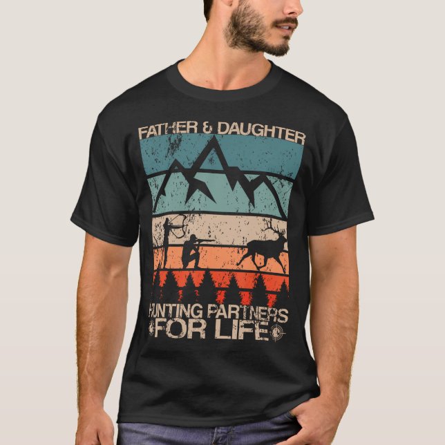 Father Daughter Hunting Partners For Life Retro Da T-Shirt (Front)