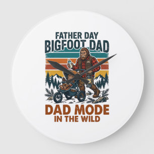 Father Day Bigfoot Dad Shirt Camping Legend Father Large Clock