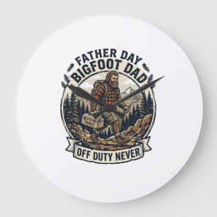 Father Day Bigfoot Dad Shirt Dad Mode In The Wild  Large Clock