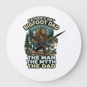 Father Day Bigfoot Dad Shirt Strong Quiet Reliable Large Clock