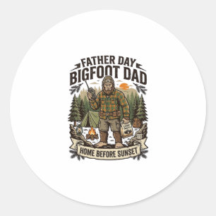 Father Day Bigfoot Dad Shirt Woodland Papa Retro G Classic Round Sticker