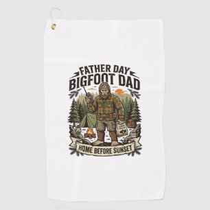 Father Day Bigfoot Dad Shirt Woodland Papa Retro G Golf Towel