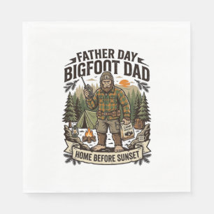 Father Day Bigfoot Dad Shirt Woodland Papa Retro G Napkin