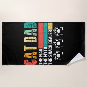 Father Day Cat Dad Beach Towel