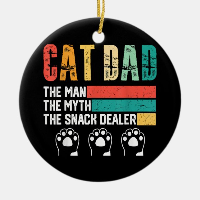 Father Day Cat Dad Ceramic Ornament (Front)