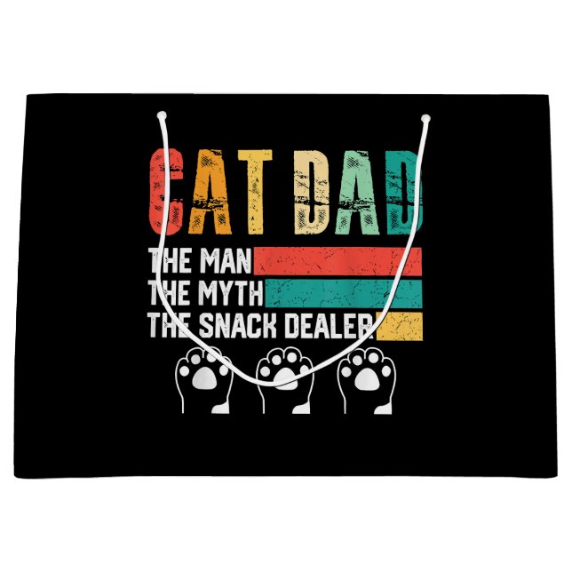 Father Day Cat Dad Large Gift Bag (Front)
