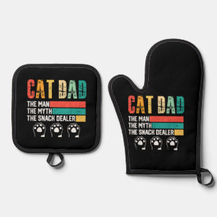 Father Day Cat Dad Oven Mitt & Pot Holder Set