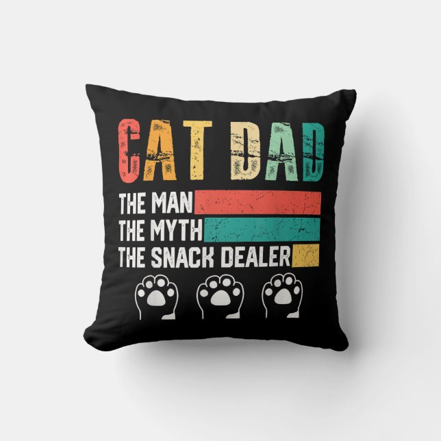 Father Day Cat Dad Throw Pillow (Front)