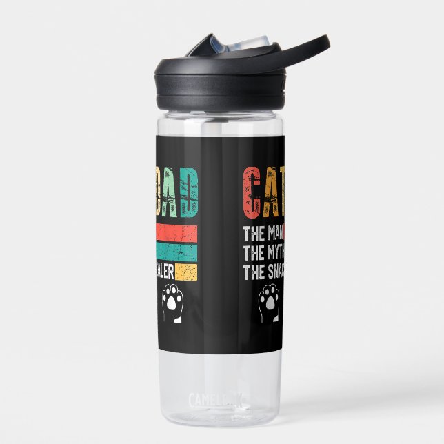 Father Day Cat Dad Water Bottle (Left)