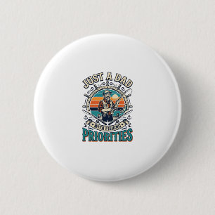 Father Day Fishing Dad Shirt Just A Dad With Fishi 2 Inch Round Button