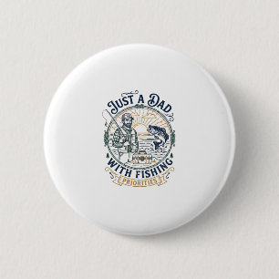 Father Day Fishing Dad Shirt Just A Dad With Fishi 2 Inch Round Button