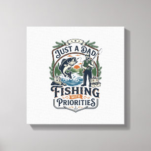 Father Day Fishing Dad Shirt Just A Dad With Fishi Canvas Print