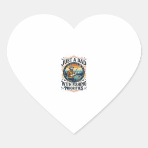 Father Day Fishing Dad Shirt Just A Dad With Fishi Heart Sticker