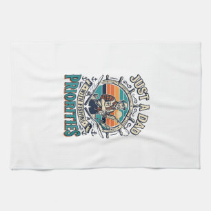 Father Day Fishing Dad Shirt Just A Dad With Fishi Kitchen Towel