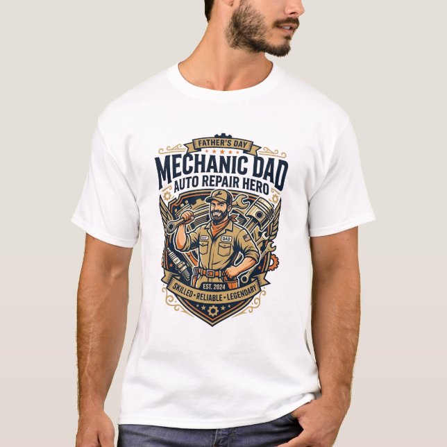 Father Day Mechanic Dad Shirt Funny Working Dad Gi (Front)