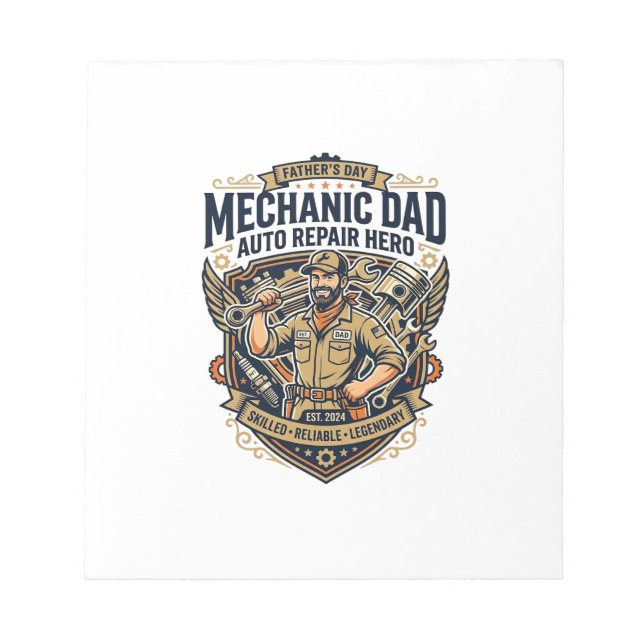 Father Day Mechanic Dad Shirt Funny Working Dad Gi Notepad (Front)