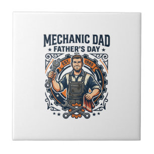 Father Day Mechanic Dad Shirt Funny Working Dad Gi Tile