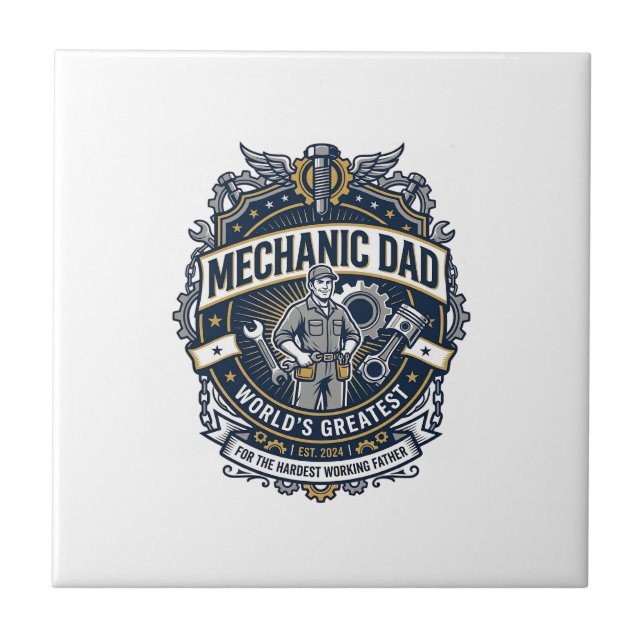 Father Day Mechanic Dad Shirt Funny Working Dad Gi Tile (Front)