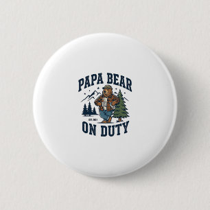 Father Day Papa Bear On Duty Shirt Funny Animal Da 2 Inch Round Button