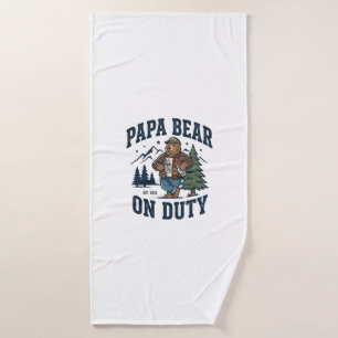 Father Day Papa Bear On Duty Shirt Funny Animal Da Bath Towel