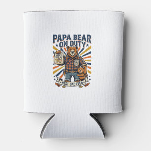 Father Day Papa Bear On Duty Shirt Funny Animal Da Can Cooler