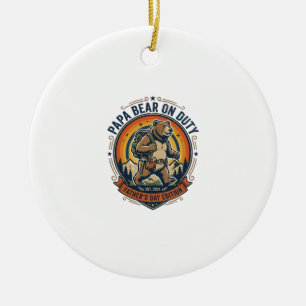 Father Day Papa Bear On Duty Shirt Funny Animal Da Ceramic Ornament