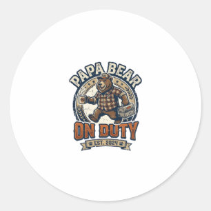 Father Day Papa Bear On Duty Shirt Funny Animal Da Classic Round Sticker