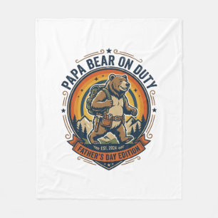 Father Day Papa Bear On Duty Shirt Funny Animal Da Fleece Blanket