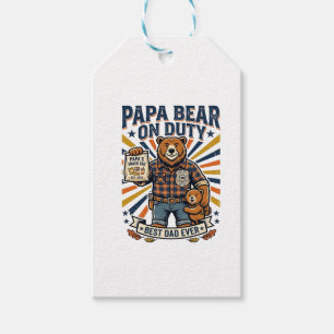 Father Day Papa Bear On Duty Shirt Funny Animal Da Gift Tags
