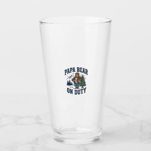 Father Day Papa Bear On Duty Shirt Funny Animal Da Glass